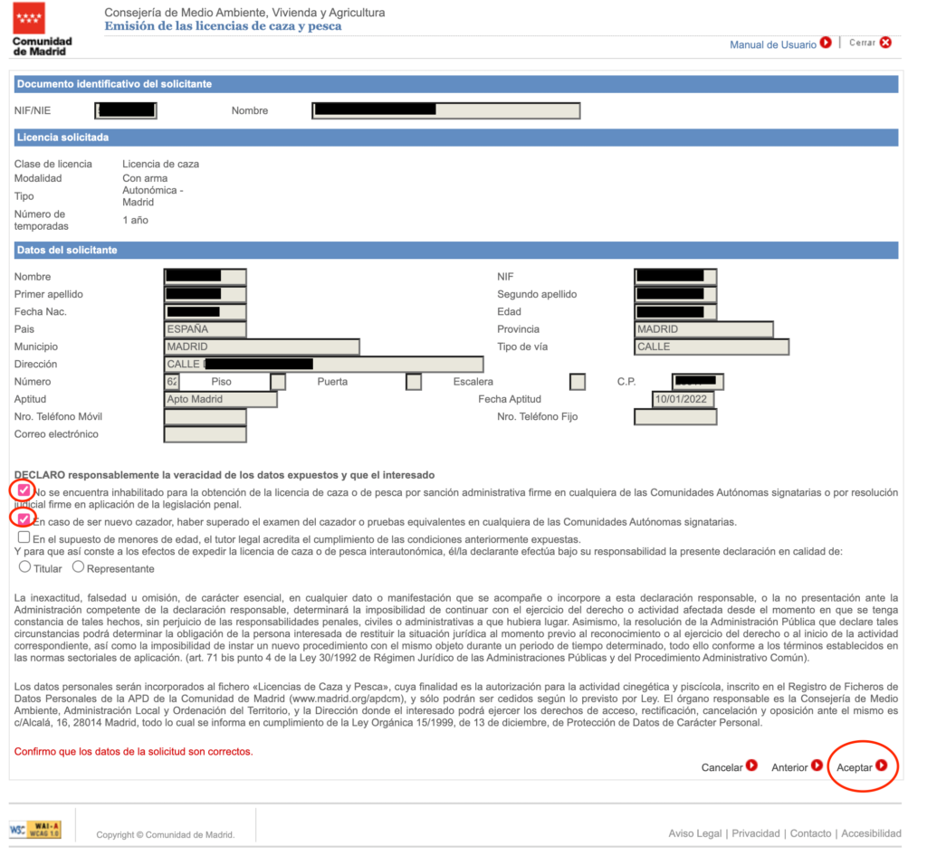 Licencia de Caza Comunidad de Madrid 4