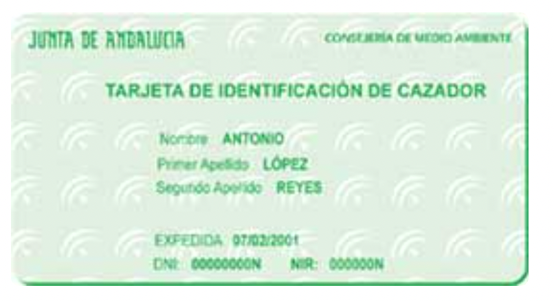 Tarjeta de Identificación del Cazador Andalucia