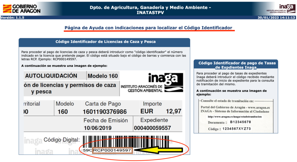 3 Pago de tasas Licencia de Caza Aragon