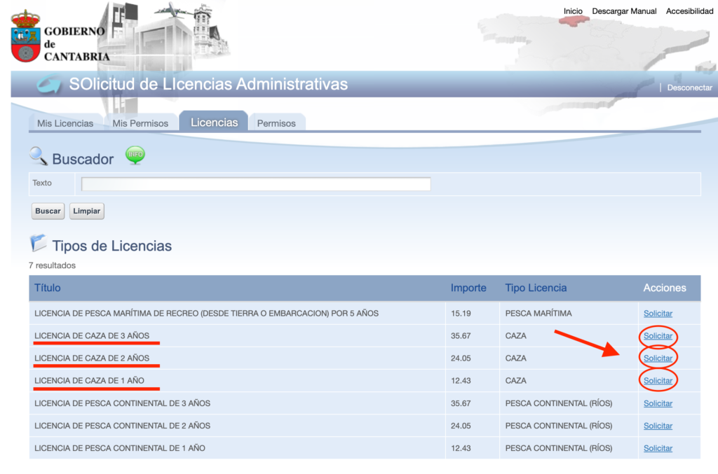 4 Solicitud Licencia Caza Cantabria Online