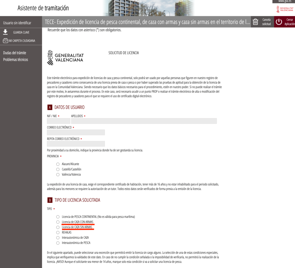 4 Solicitud de Licencia de Caza en Valencia Online