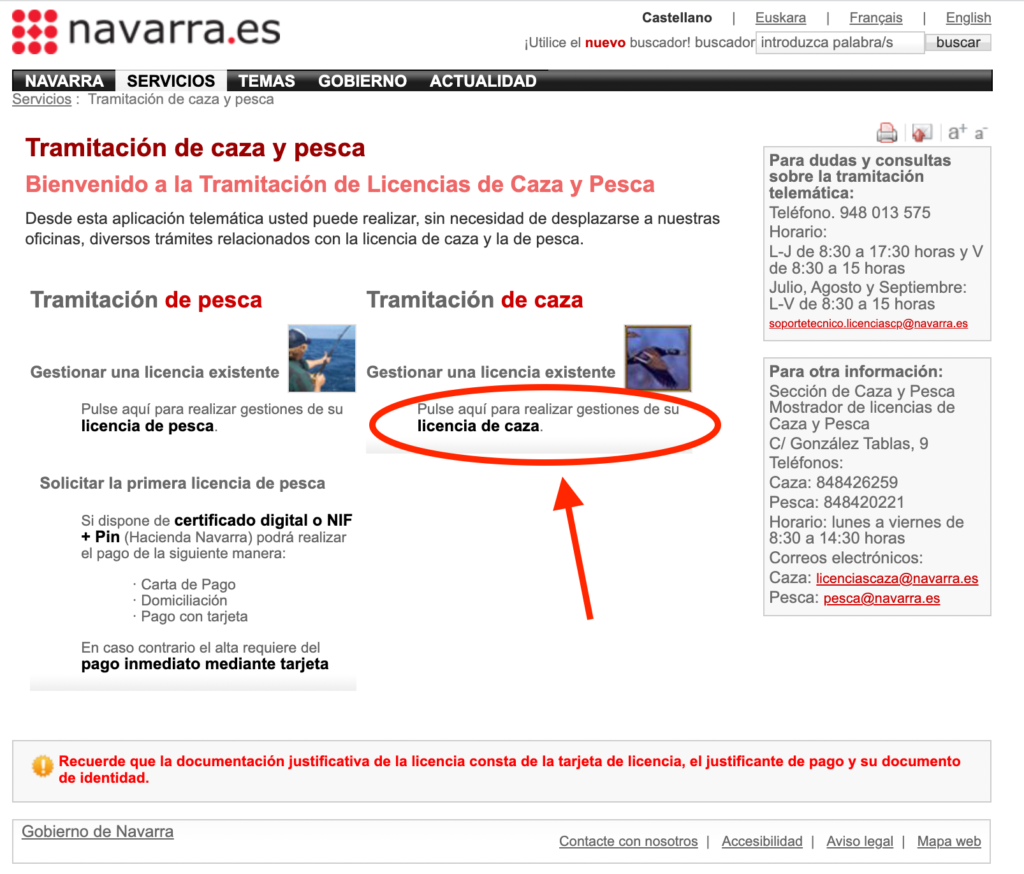 2 Solicitud Online Licencia de Caza Navarra