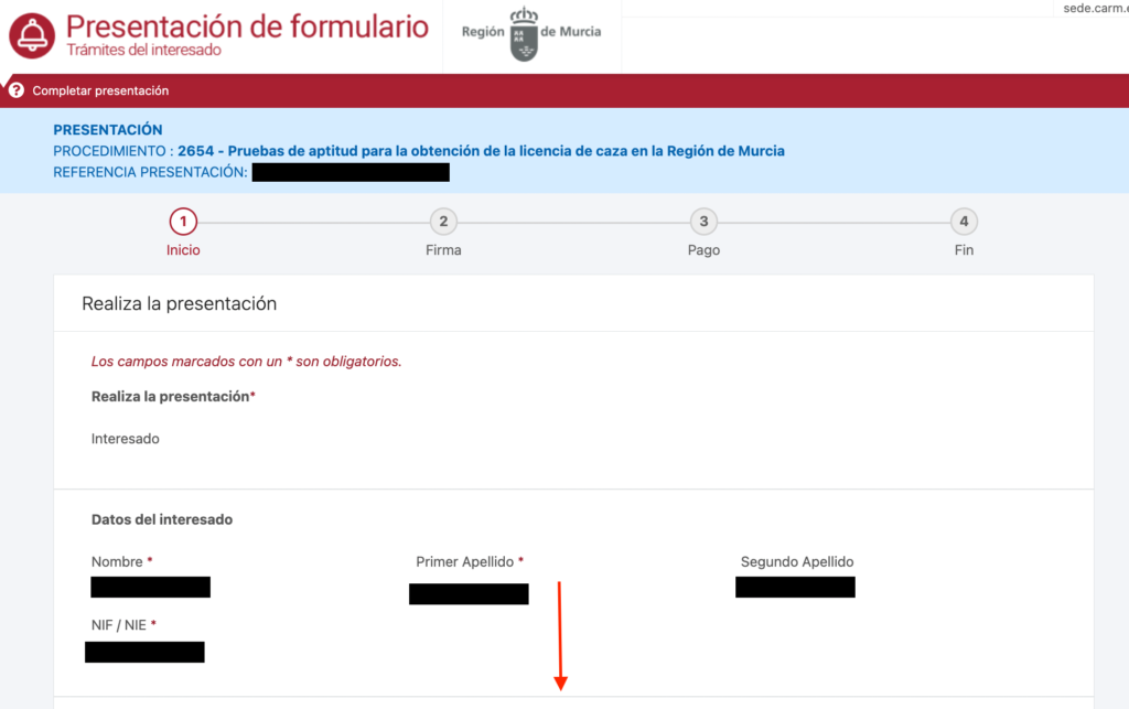 5 Solicitud Examen Online Licencia de Caza Murcia
